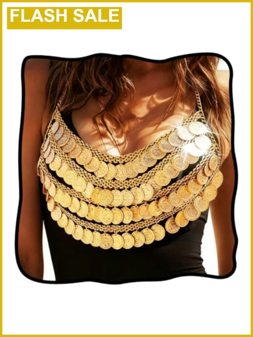 Ancient Egyptian Gold Coin Body Chain Bra Chain for Women Layered Alloy Jewelry